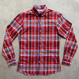 Red orange plaid Gustin shirt, men’s XXL, NWOT